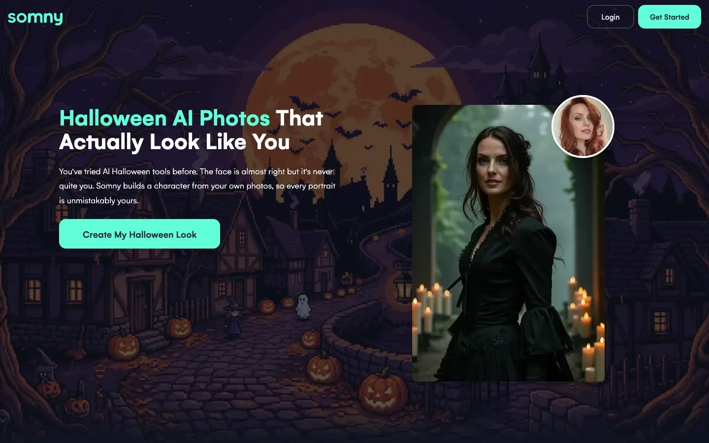 The Halloween page as published, its generated hero image, headline and call to action in place.