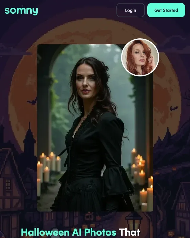The Halloween page at phone width, its headline stacked above the portrait.