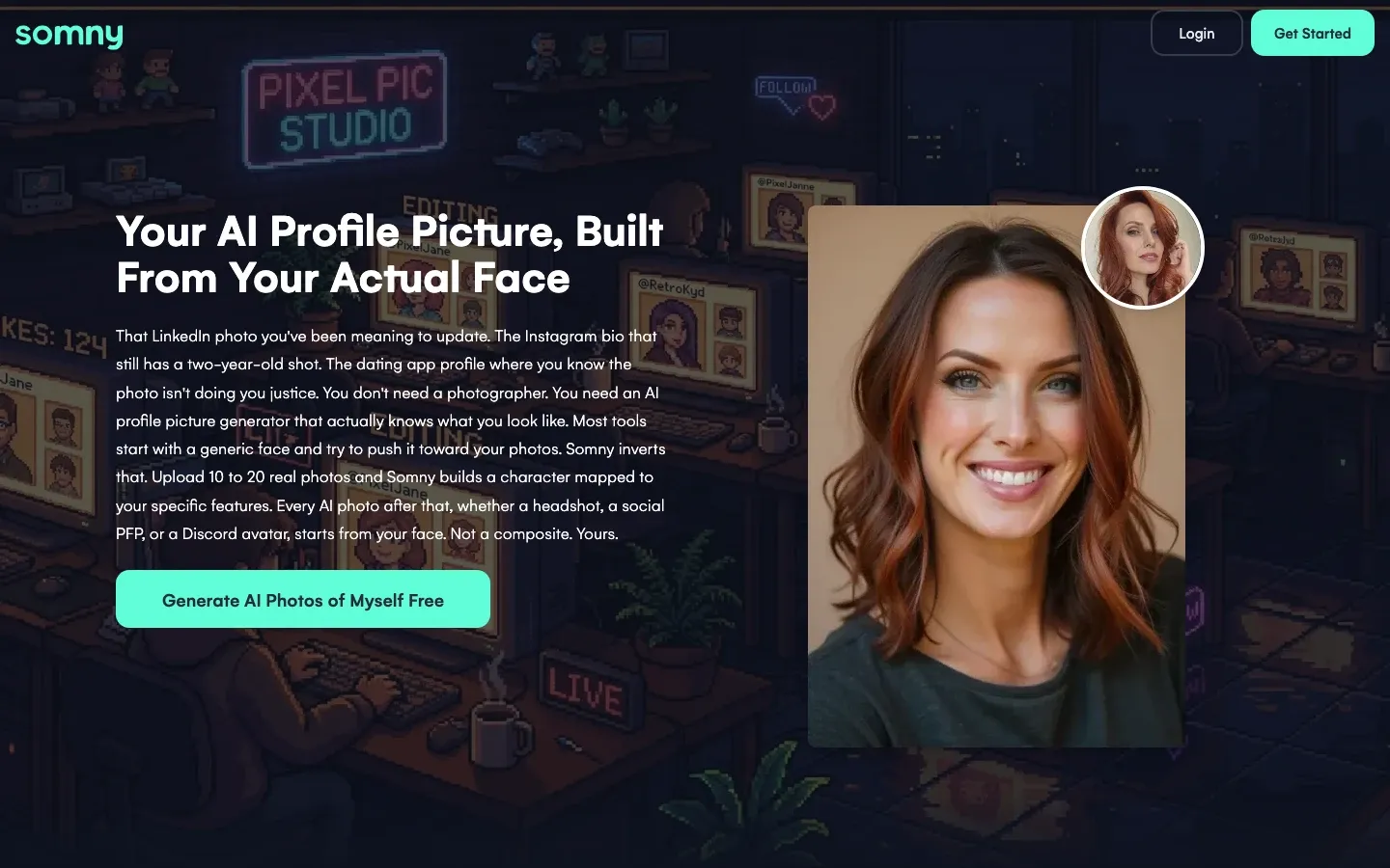 The live profile picture page, a studio-lit headshot beside the headline.